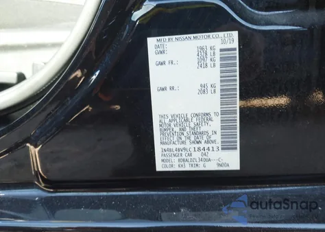 2020 Nissan Altima S Fwd из США, поврежденный, VIN 1N4BL4BV9LC184413